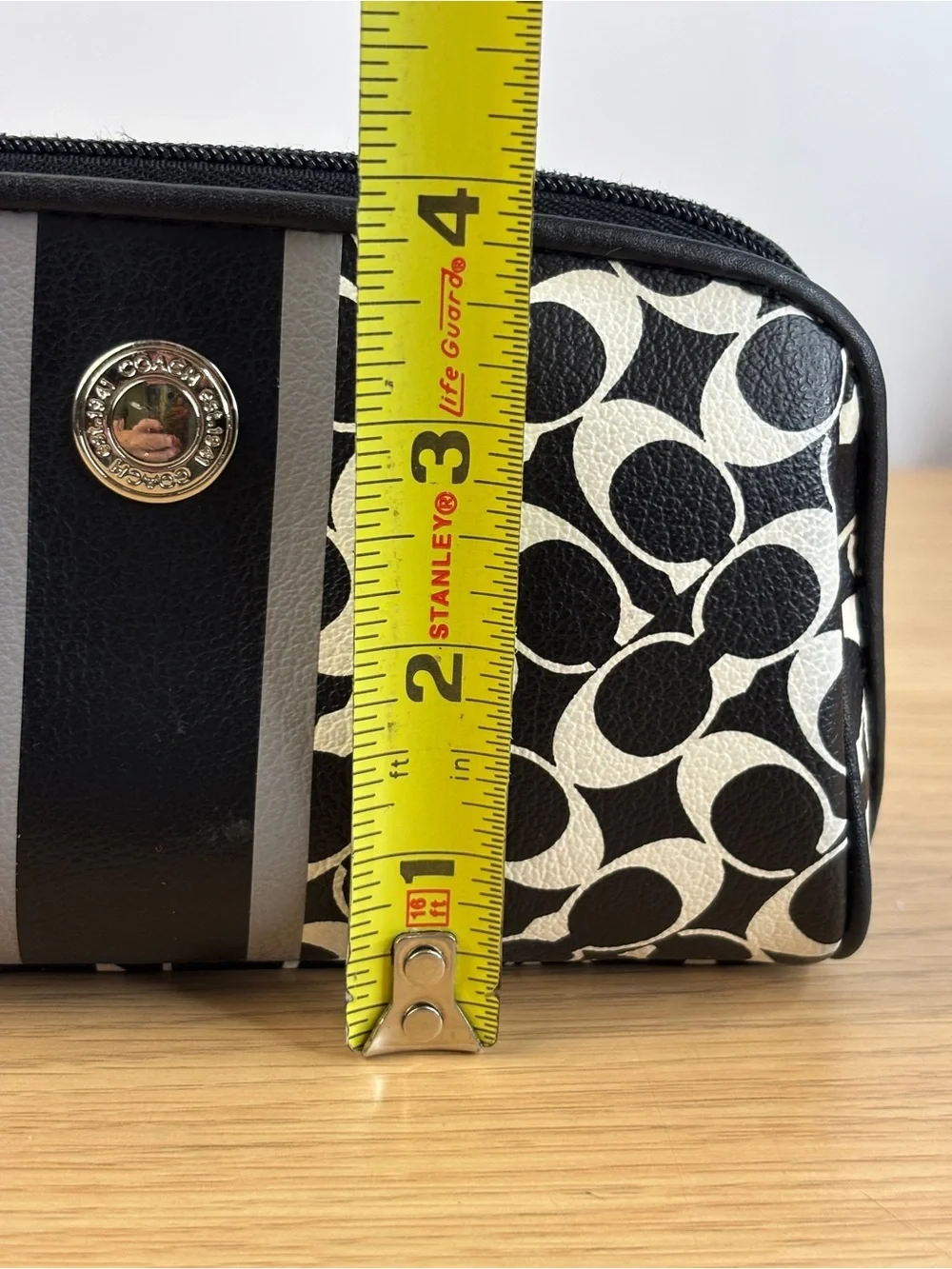 Y2K Coach Chelsea Heritage Stripe Coated Canvas Cosmetic Case Black/White